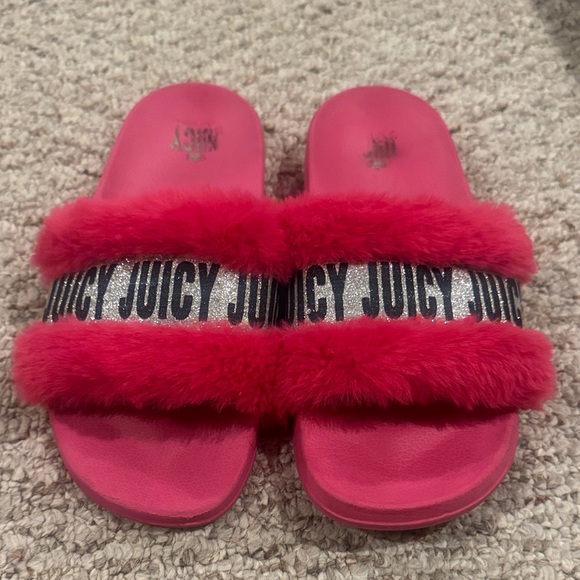 Juicy Couture Shoes - Juicy Couture Hot Pink Fluffy Slides